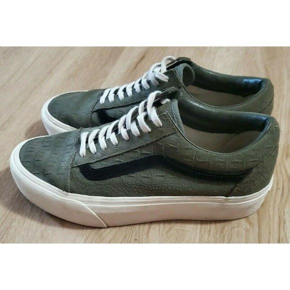 Vans Womens Old Skool Platform Crocodile Green 8 - Picture 2 of 6
